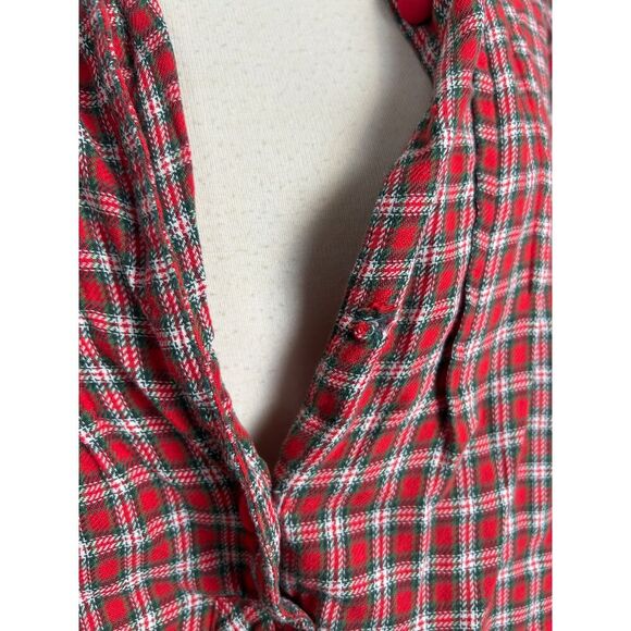 VTG Victoria's Secret Country Cottons Women's XS Flannel Sleep Shirt Green Red - Picture 7 of 7